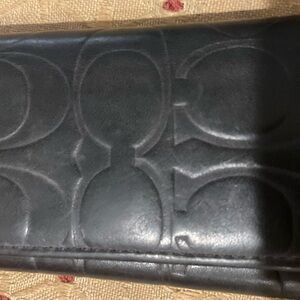 Coach Black Embossed Leather Key Holder